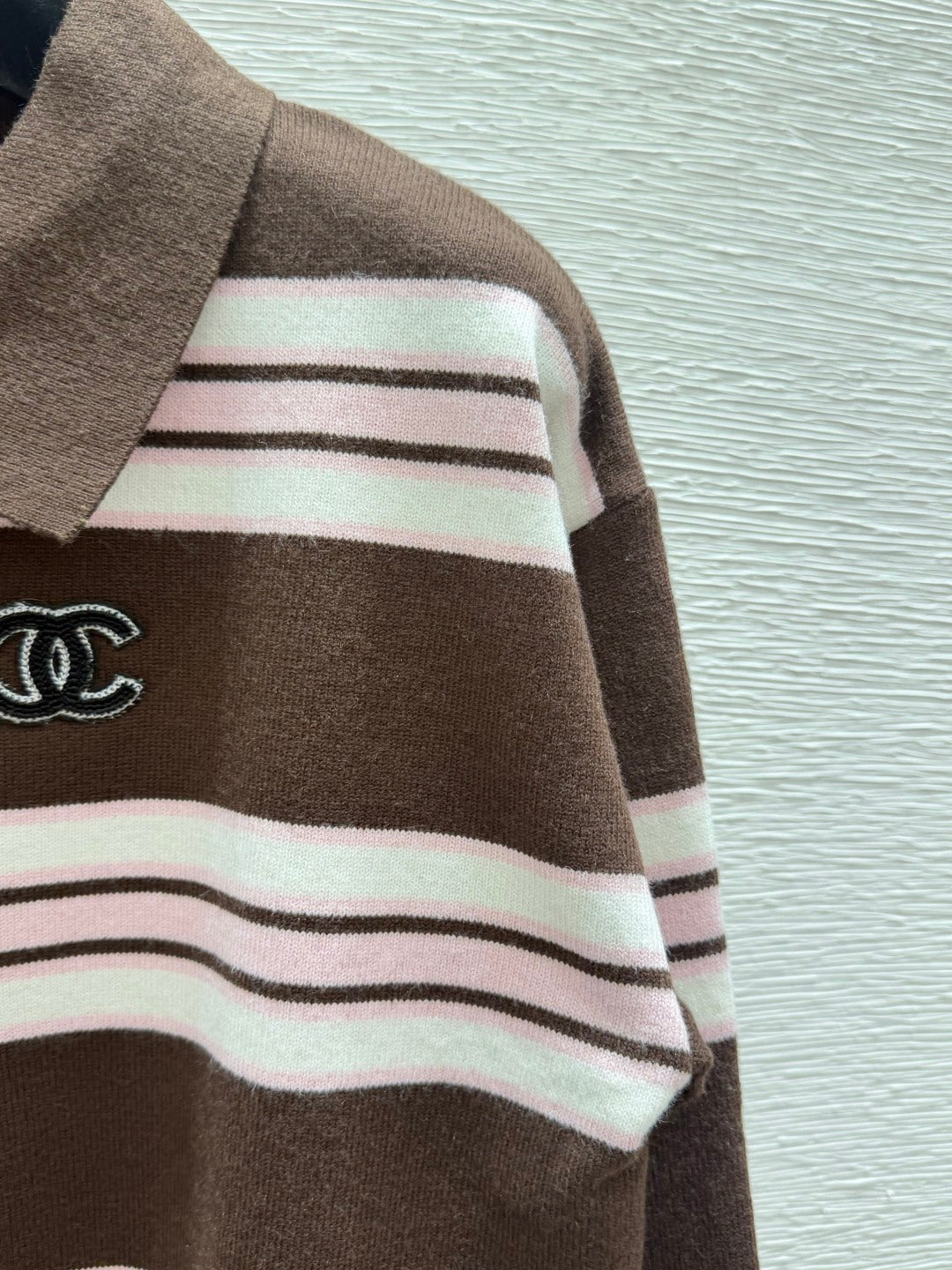 CC 26FW Striped Knit Polo Sweater Nylon 313544
