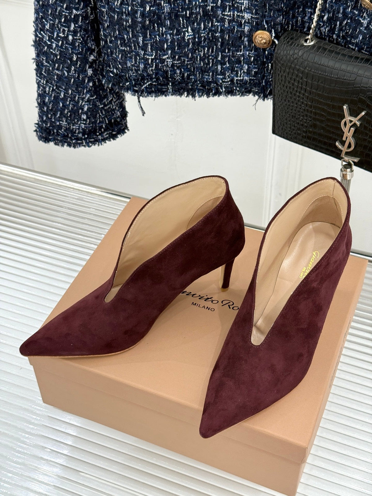 GR 26s Vania Pumps 9cm Burgundy Suede 175090