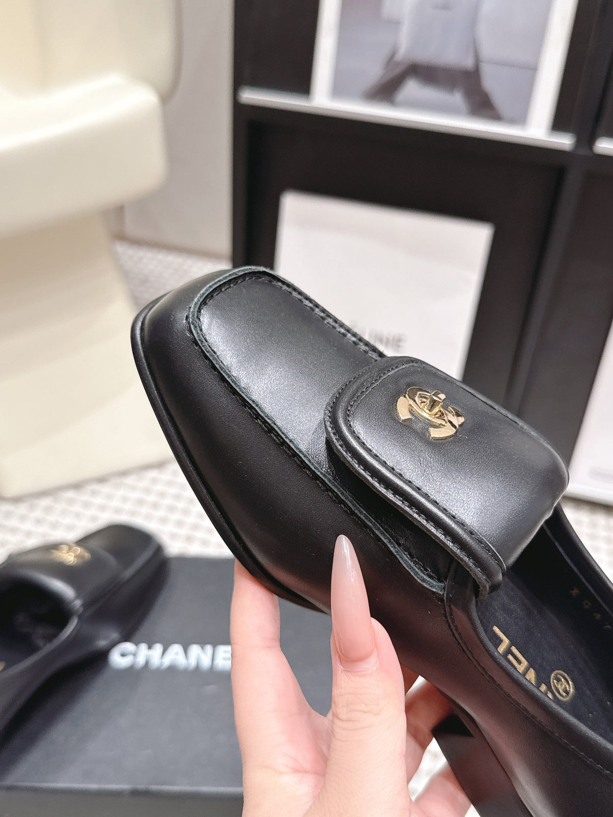 CC 26S Loafers in Black Calfskin with Gold-Tone CC Logo