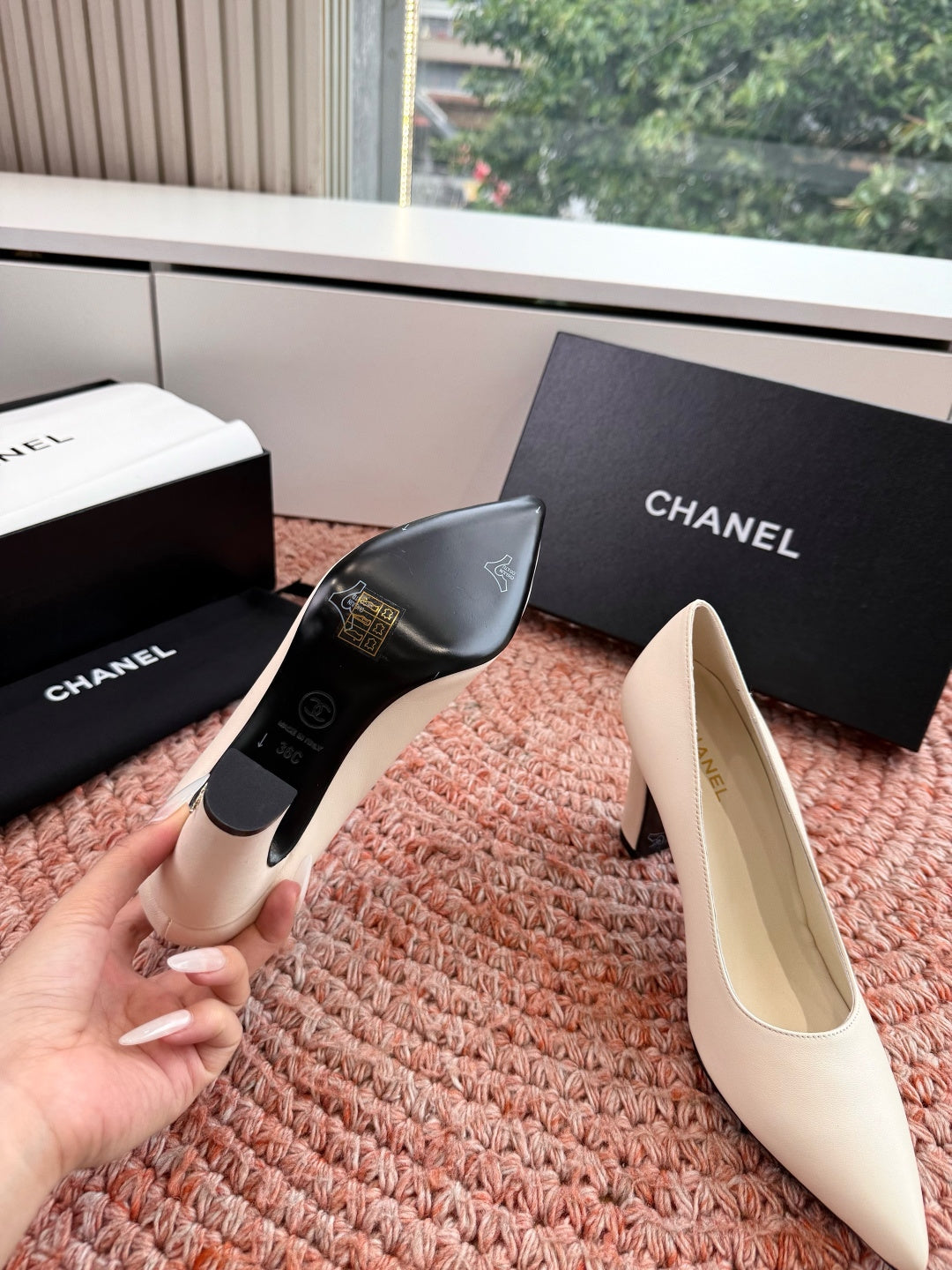 Chanel 26s High Heels Off White Smooth Lambskin