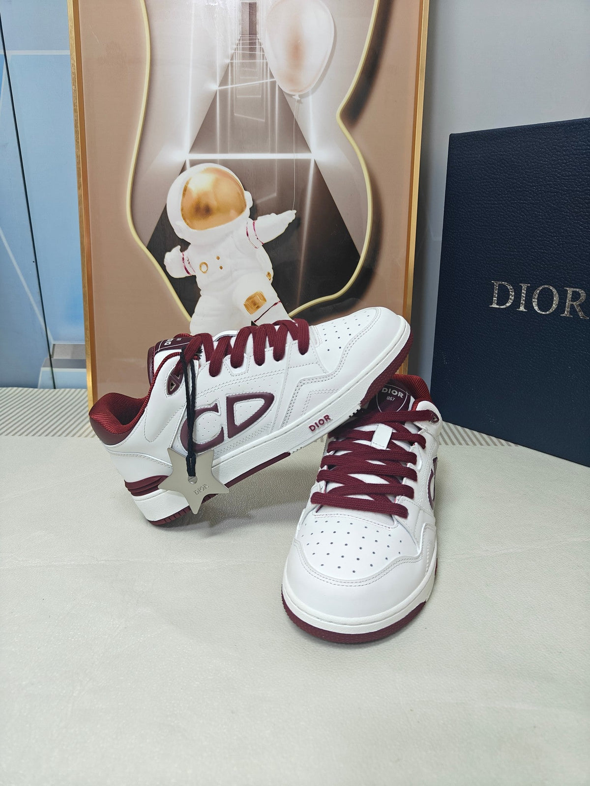 CD 26s Low Top Sneaker White Dark Red Calfskin 491852