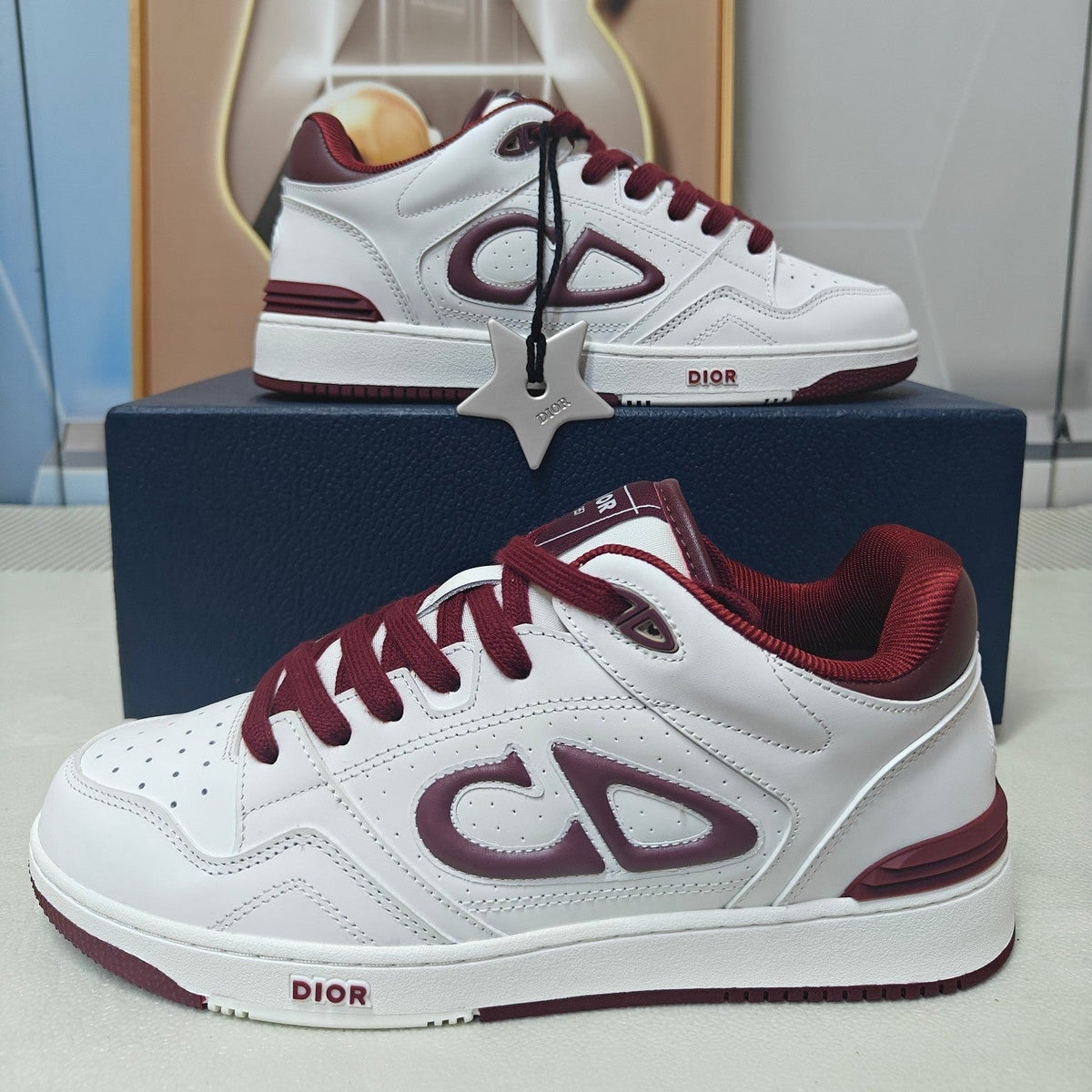 CD 26s Low Top Sneaker White Dark Red Calfskin 491852