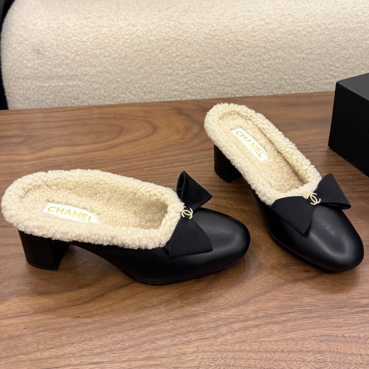 Chanel 2026 Bow Mule 65mm Suede Leather Wool 173180