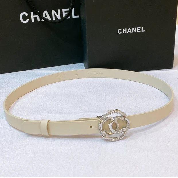 Chanel 2026 CC Rhinestone Twisted Belt 20mm Calfskin