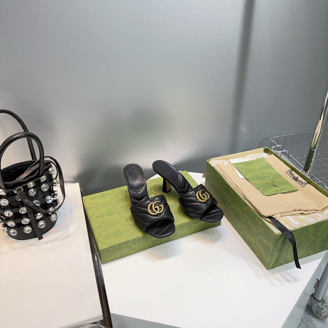 GG SANDALS HIGH-HEELED BLACK