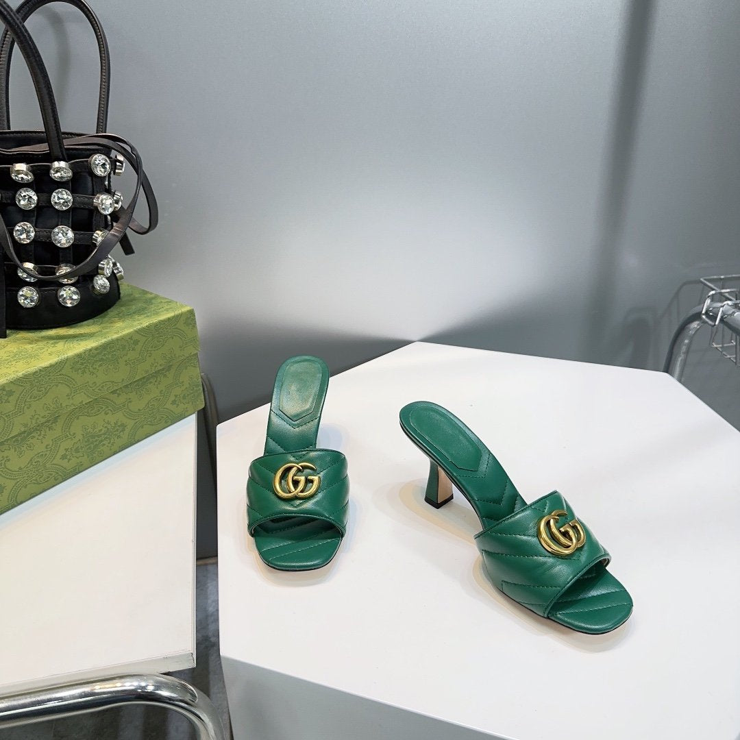 GG SANDALS HIGH-HEELED GREEN