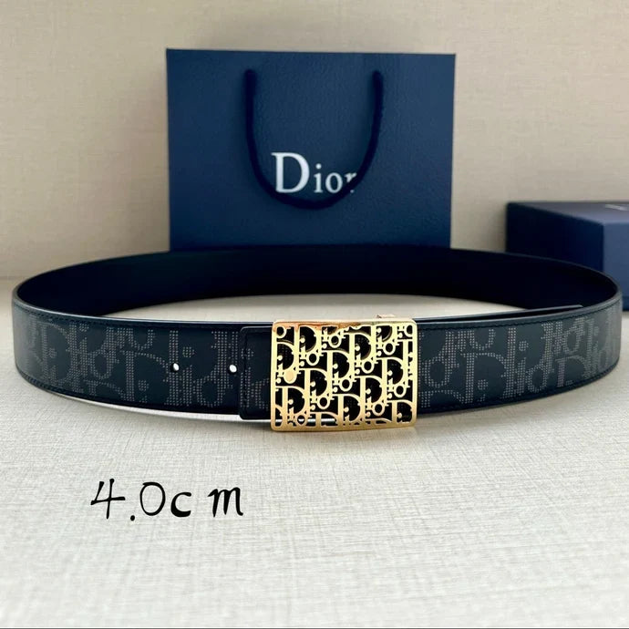 Dior 2026 Oblique Plaque Buckle Belt 40mm Leather