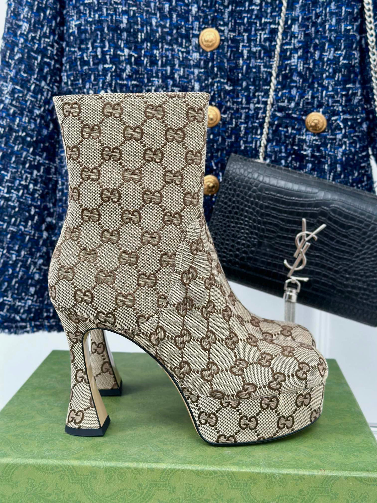 GG 26s Platform Ankle Boots 11.5cm Canvas 174671