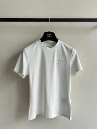 CC Heavy Beaded Chanel Logo Cotton