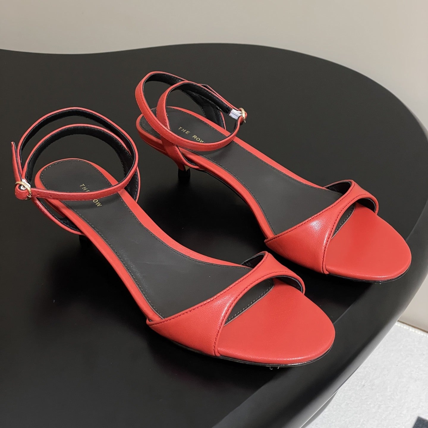 The Row 25S Strap High Heel Sandals 35mm Red Sheepskin 286198