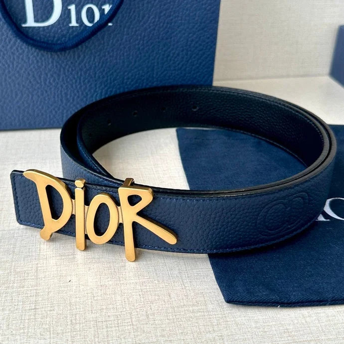 Dior 2026 Shawn Stussy Reversible Belt 35mm Calfskin
