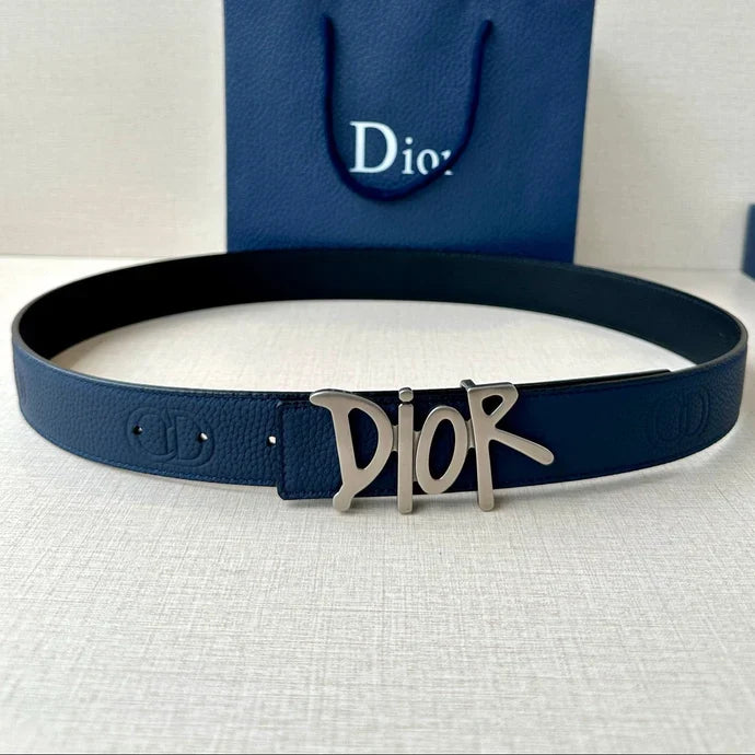Dior 2026 Shawn Stussy Reversible Belt 35mm Calfskin