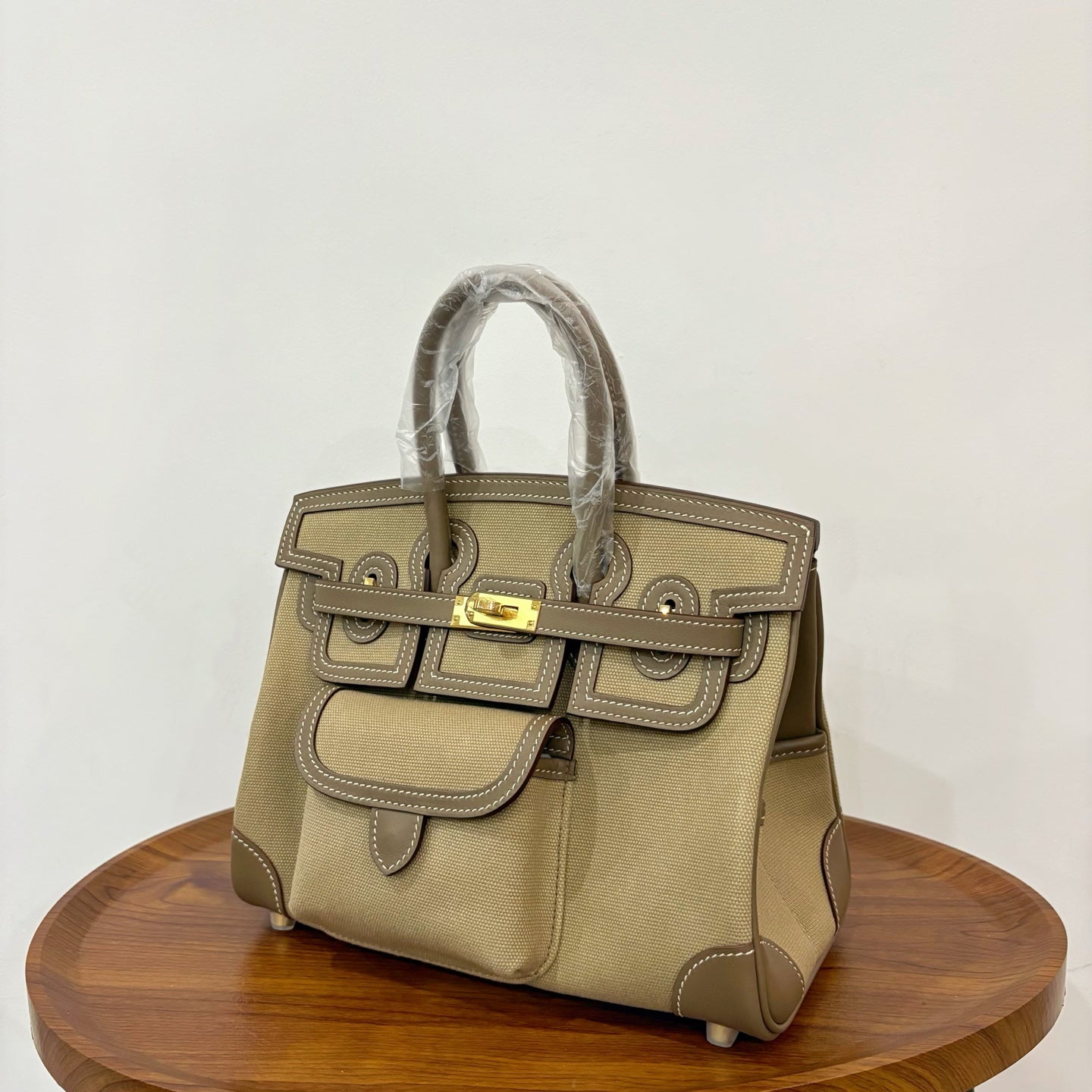 HM Birkin Cargo 25CM Handbag Etoupe Swift Canvas