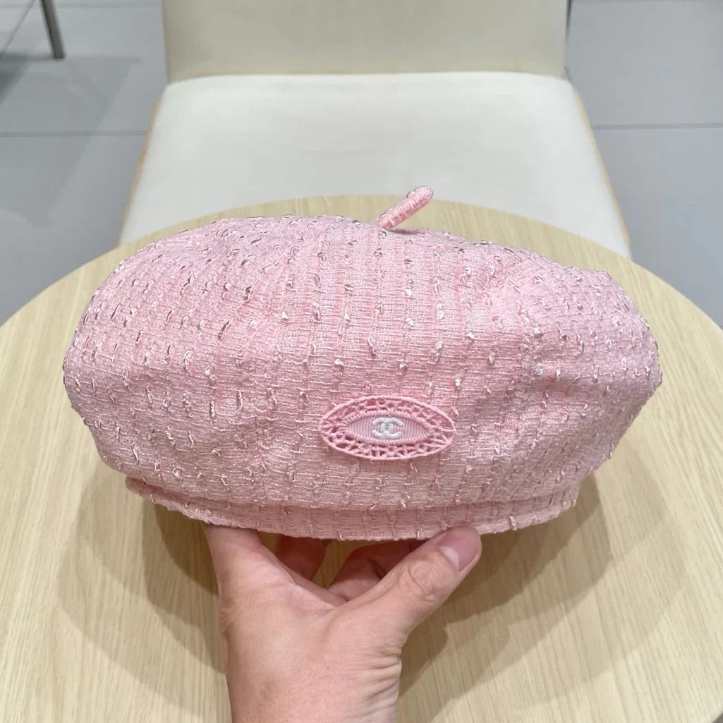 Chanel Embroidered Chanel Logo Beret 412878