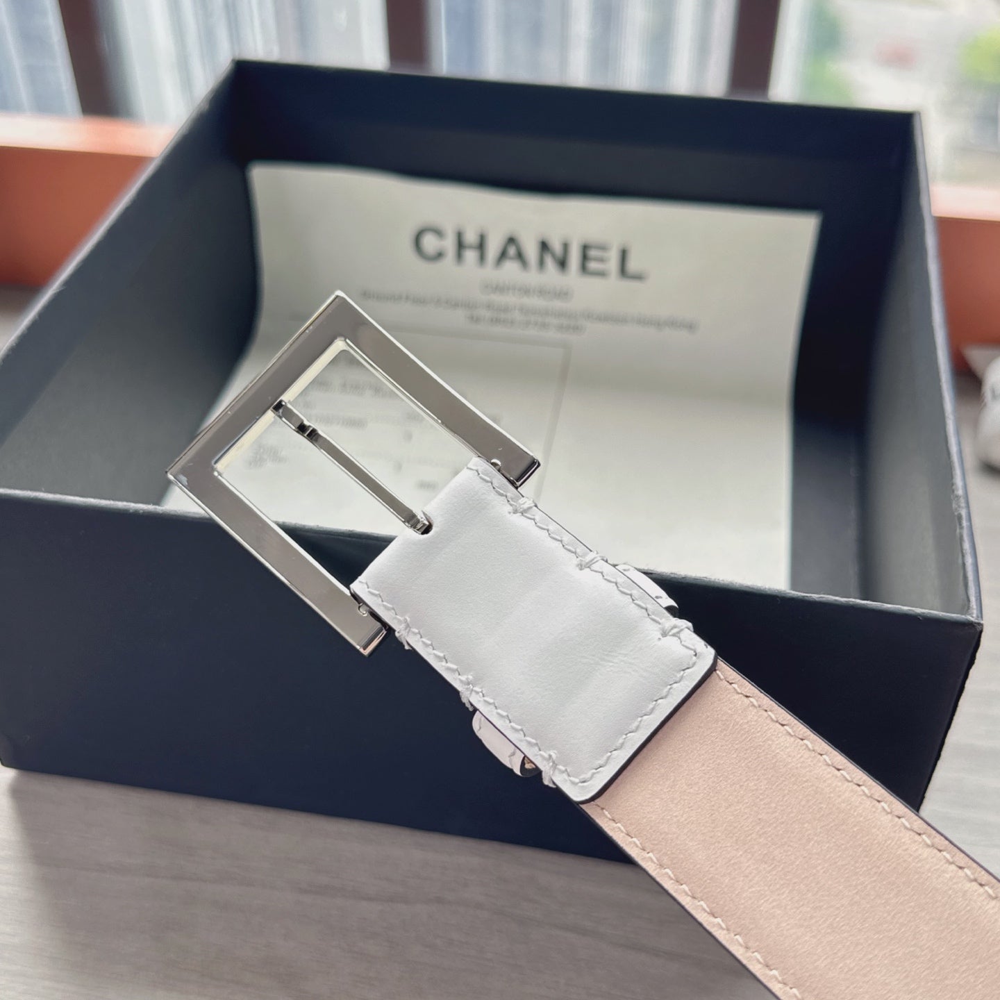 CC Belt 3cm White Sliver Cowhide 20280