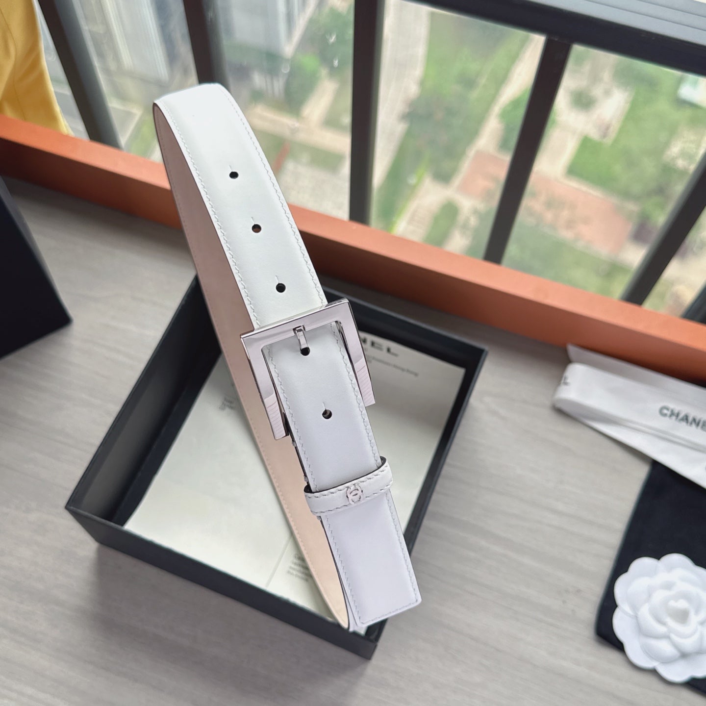 CC Belt 3cm White Sliver Cowhide 20280