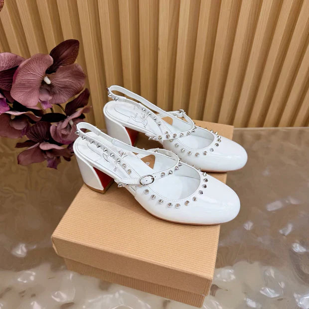 Christian Louboutin 2026 Janispikes 55mm Mary Jane Pumps Patent Leather 698239