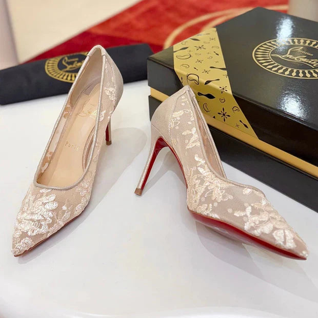 Christian Louboutin Follies Lace Pumps Leather 825176