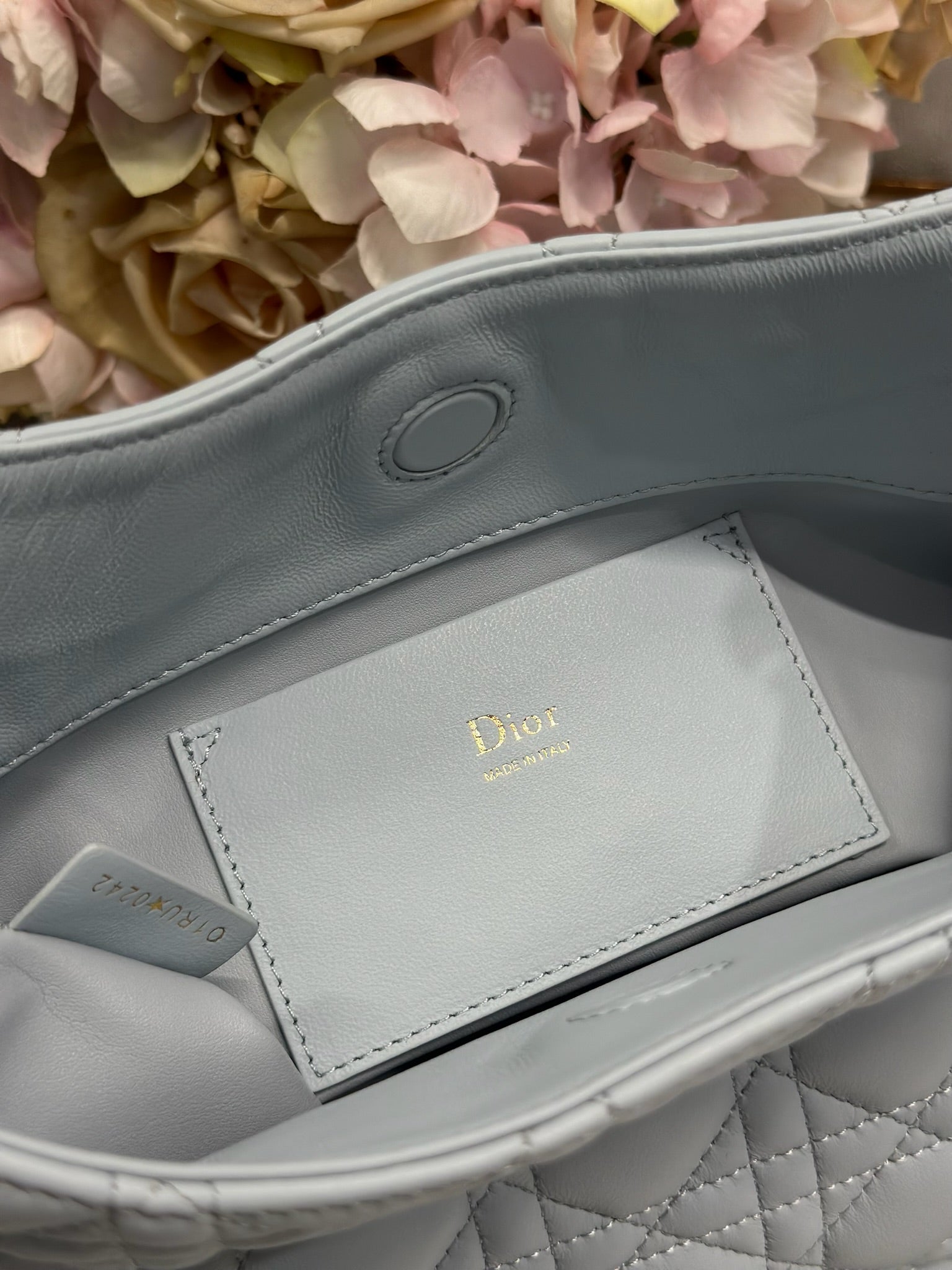 CD Lady Dior Shoulder Bag 27cm Light Blue in Sheepskin 155549