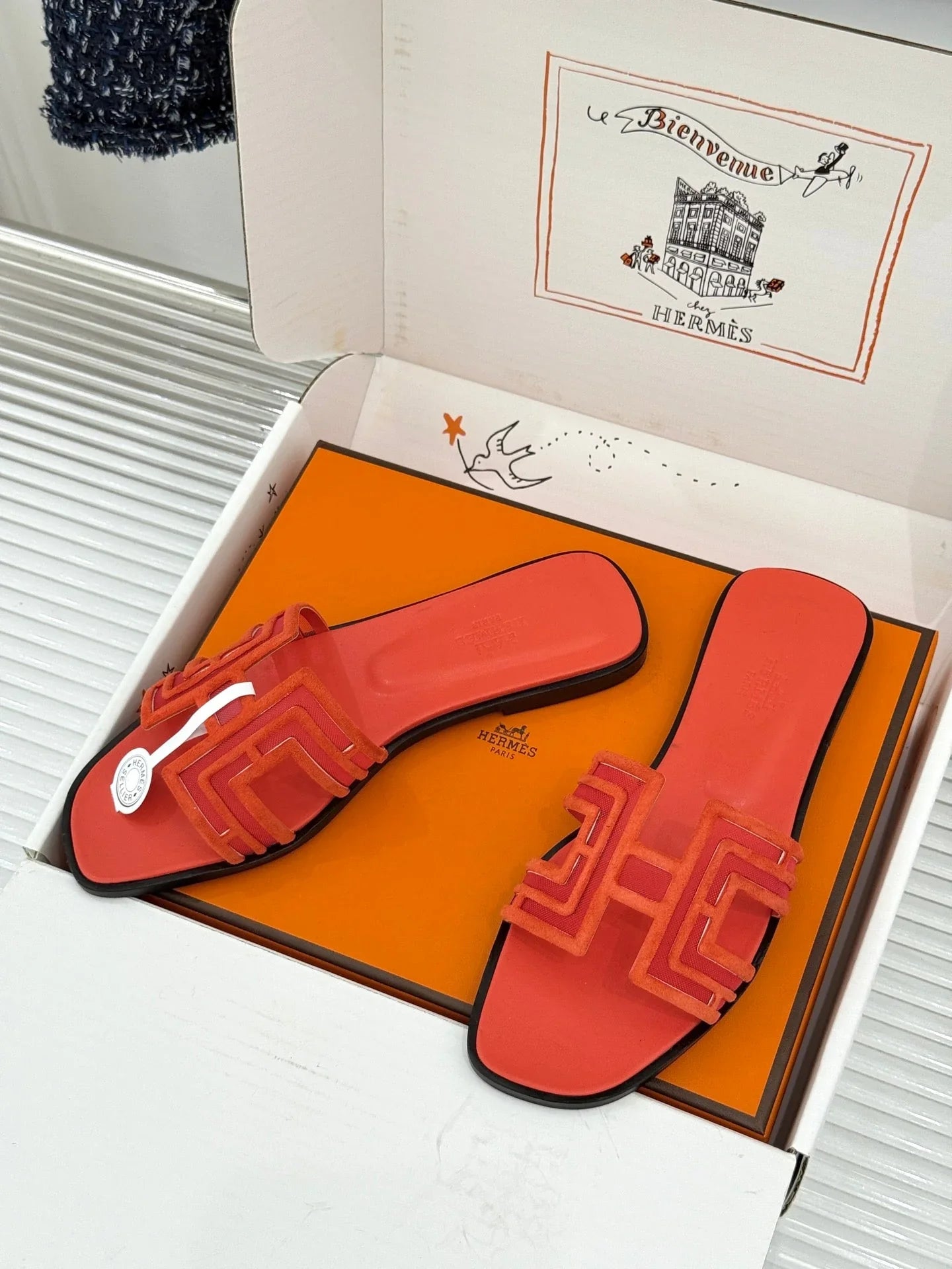 Hermes 2026 Oran Sandal Flat Suede Mesh 898415