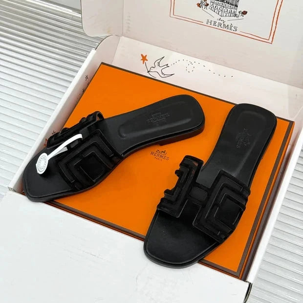 Hermes 2026 Oran Sandal Flat Suede Mesh 898415