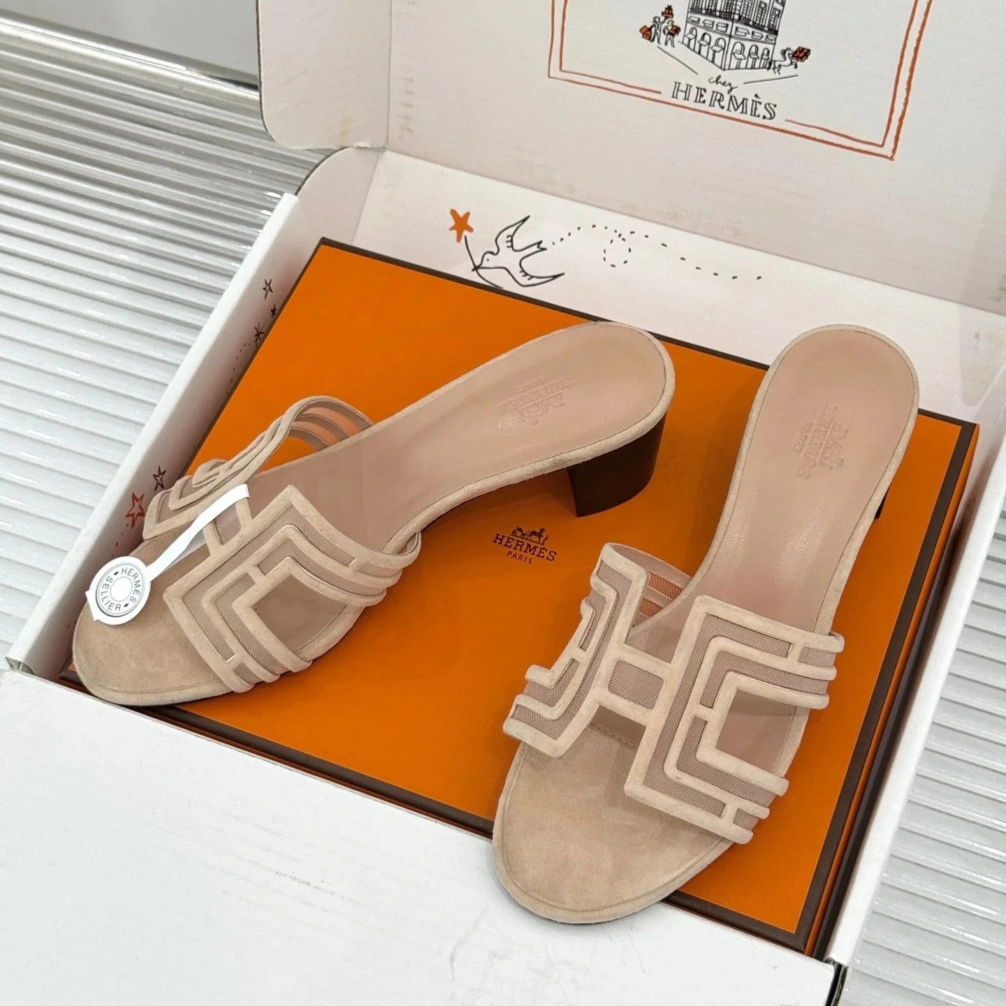 Hermes 2026 Oran Sandal 5cm Suede Mesh 898415