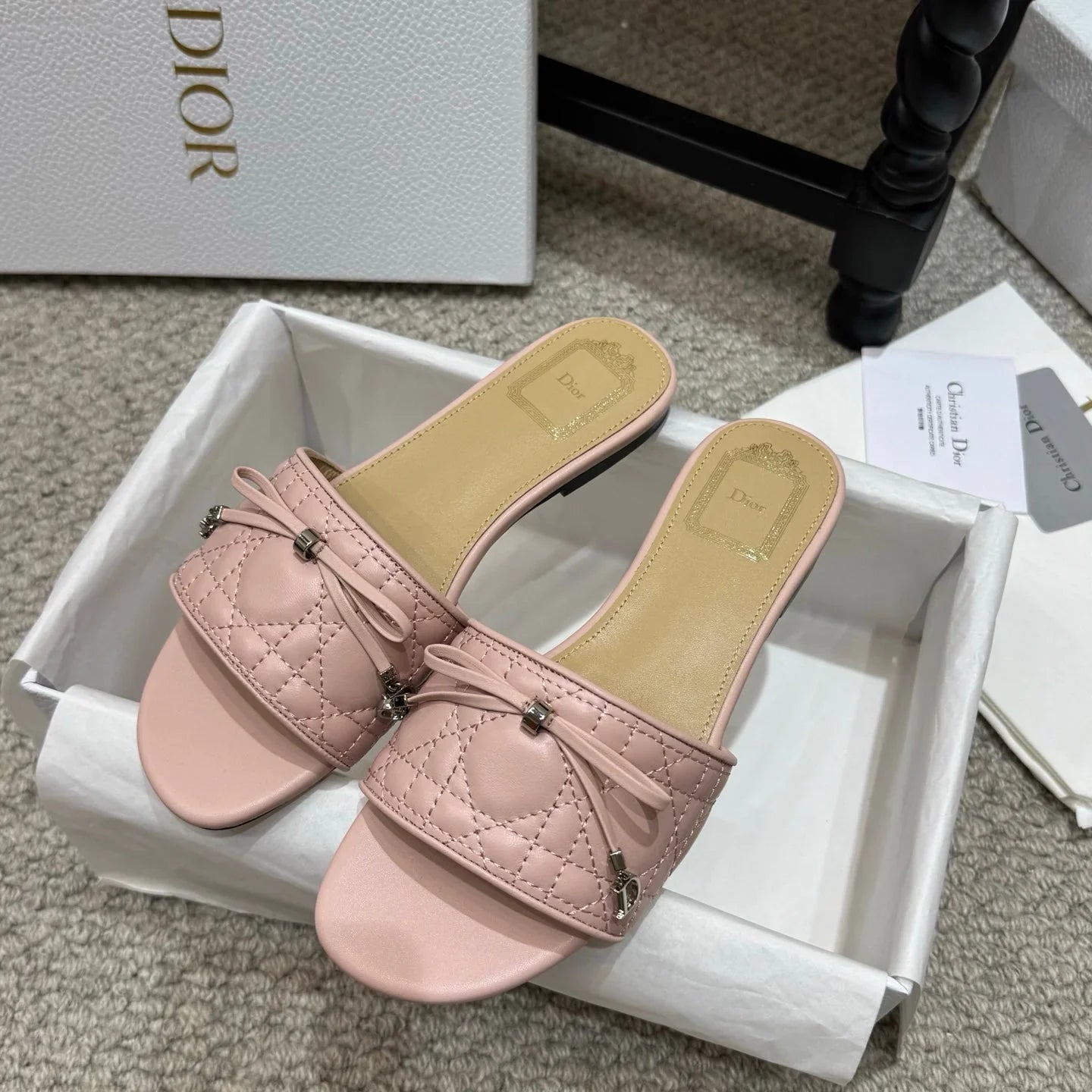 Dior 2026 Cannage Heeled Slide Sandal 1.5cm Sheepskin 932161