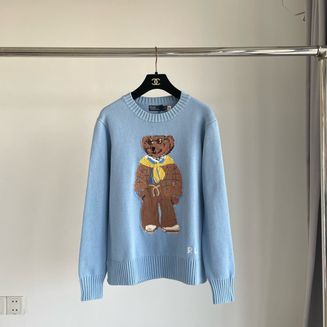Ralph Lauren 2026 Yellow Scarf Bear Crewneck Sweater Cotton Linen 438273