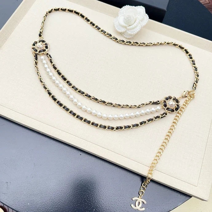 Chanel 2026 Interlaced Chain Pearl Layered Belt