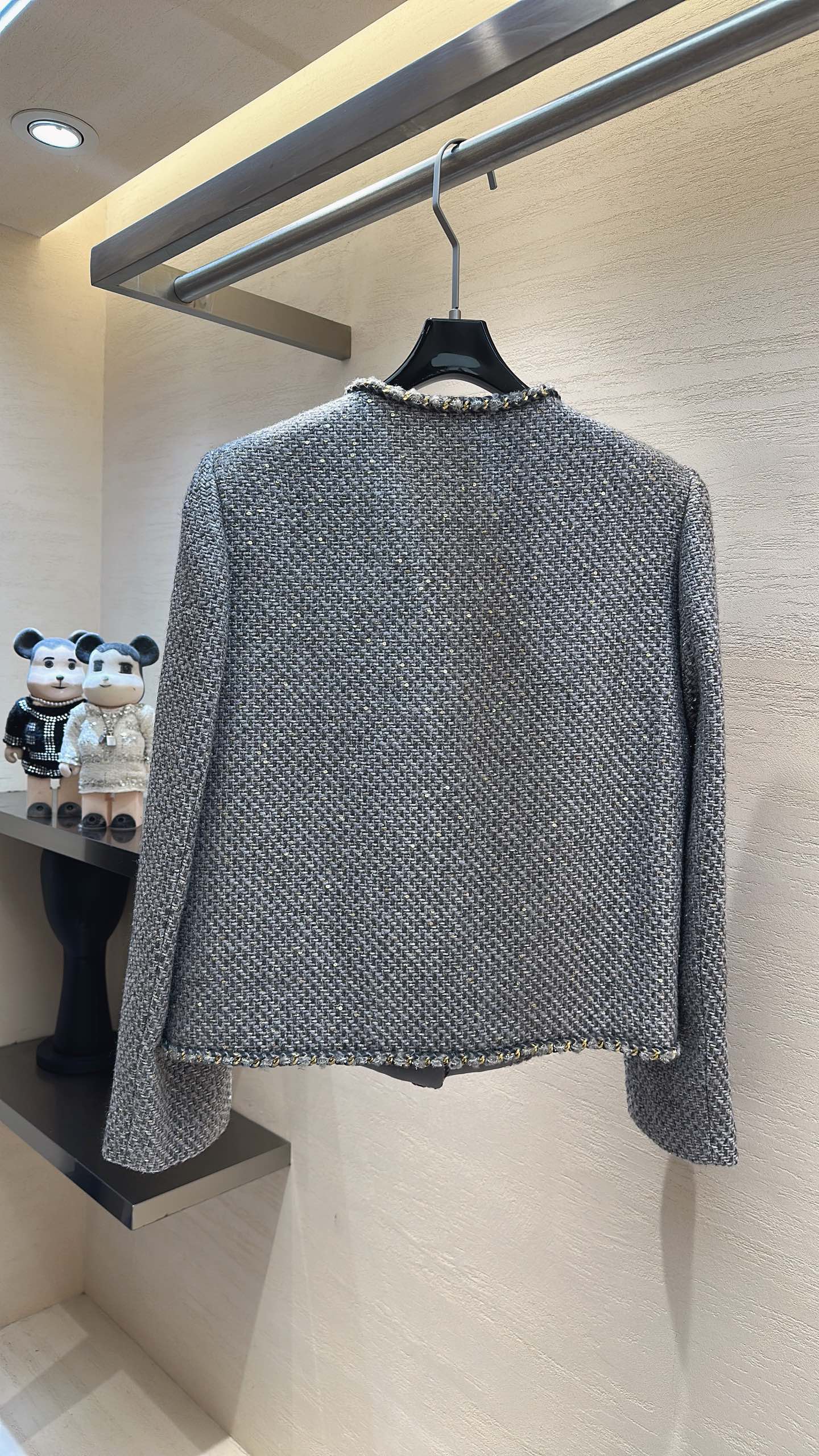 CC Jacket Gold Trim Gray Tweed 415620
