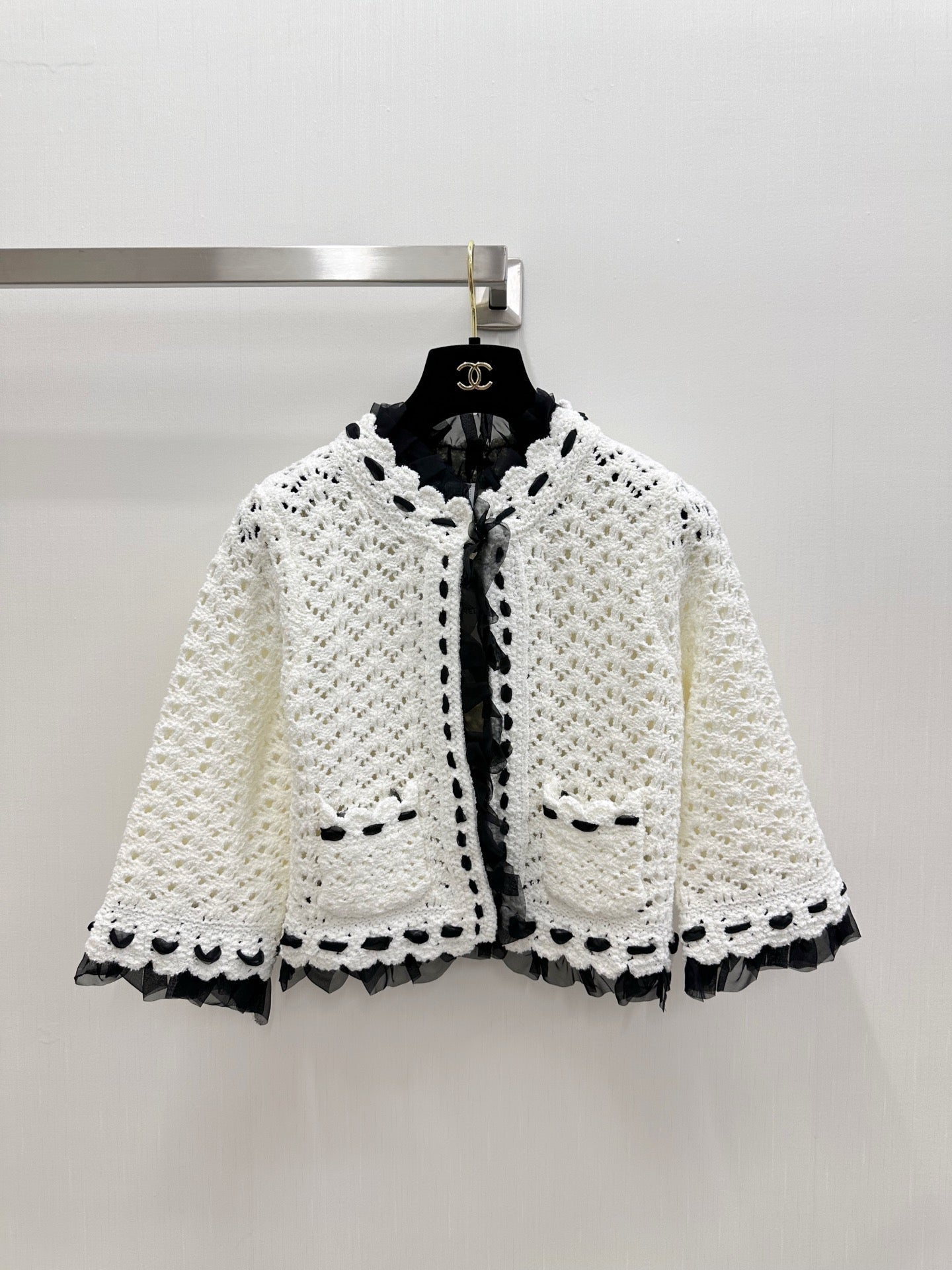 CC Crochet Jacket & Top Set White Tencel 756372