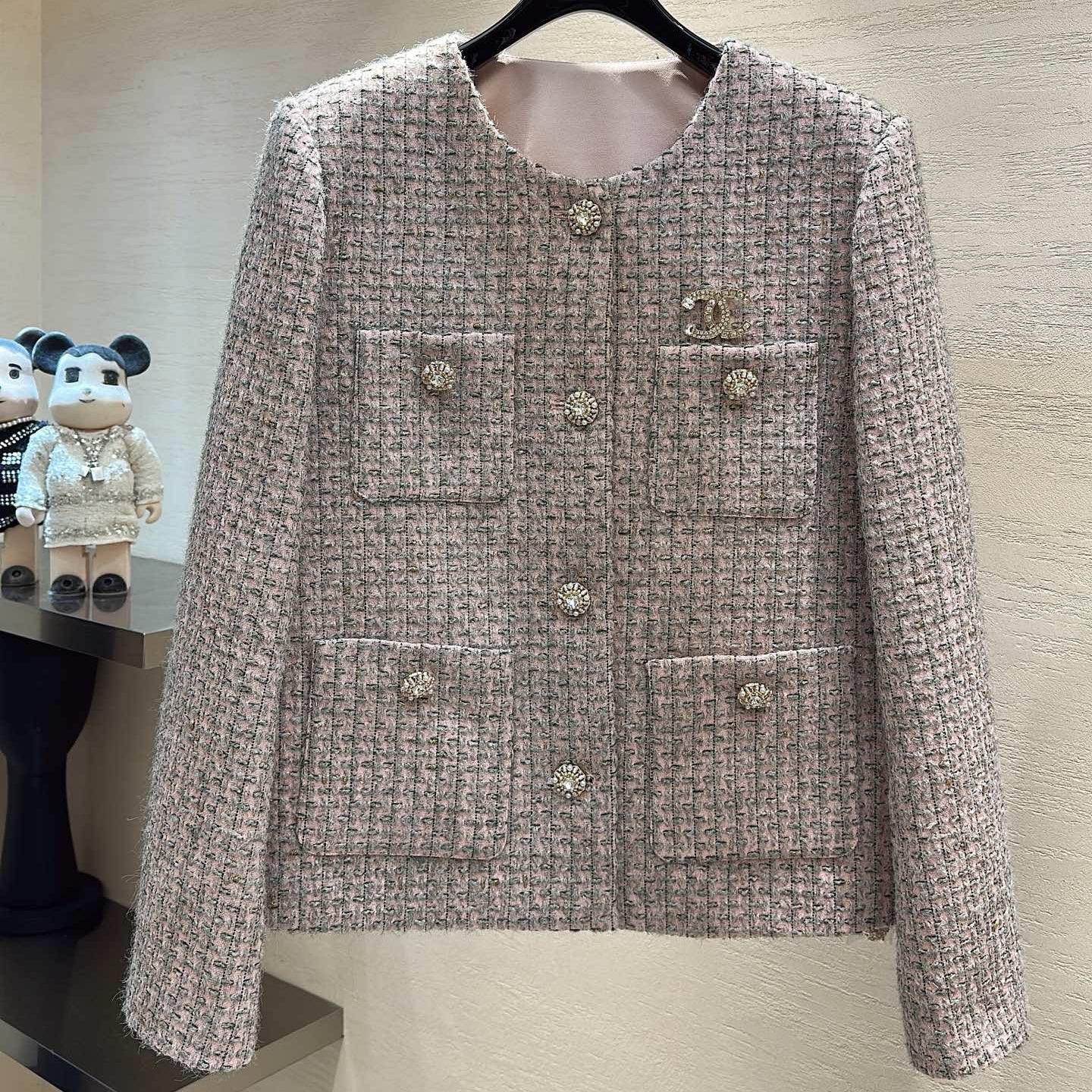 CC Jacket Dusty Pink Multicolor Tweed 415650
