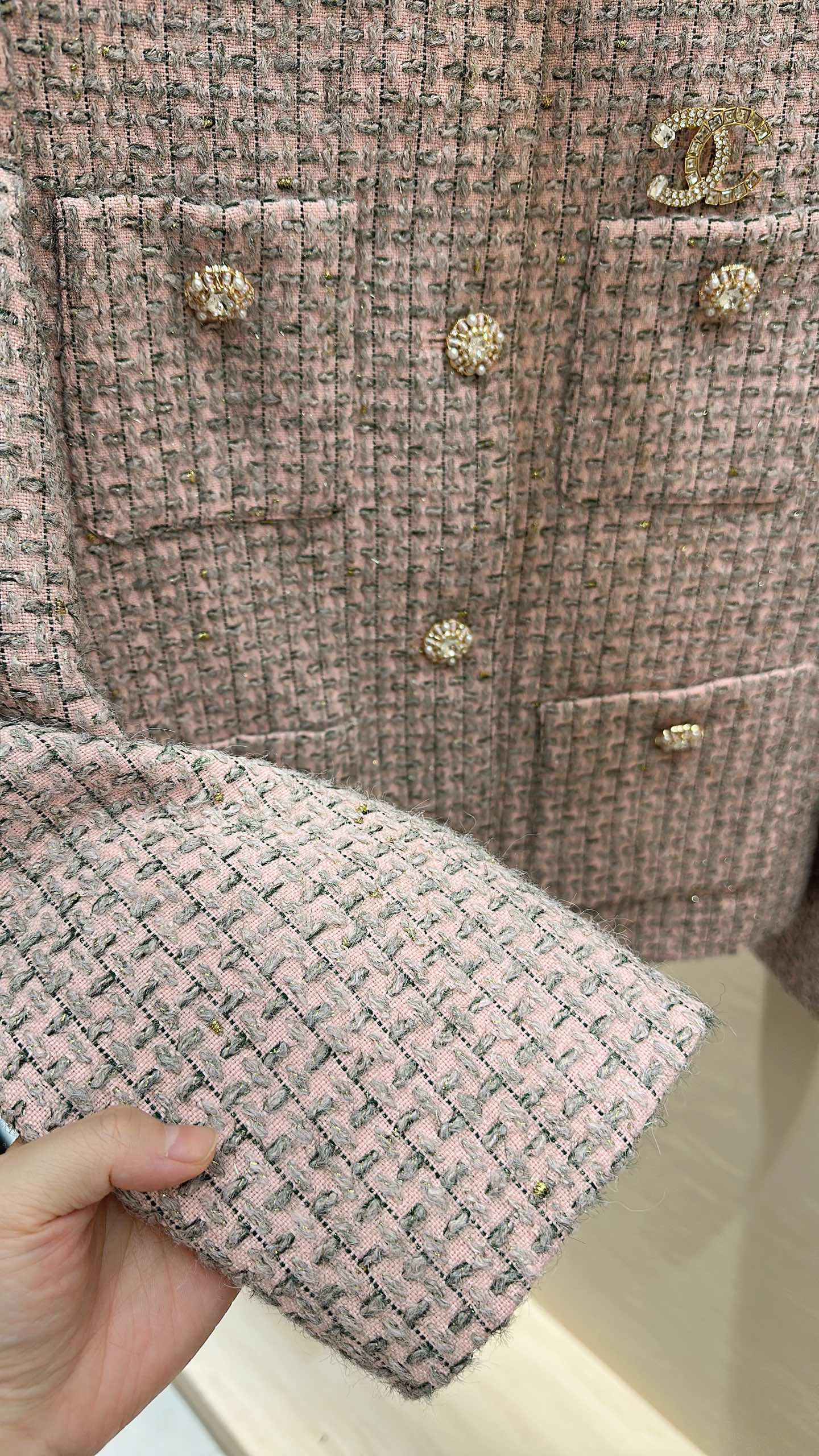 CC Jacket Dusty Pink Multicolor Tweed 415650
