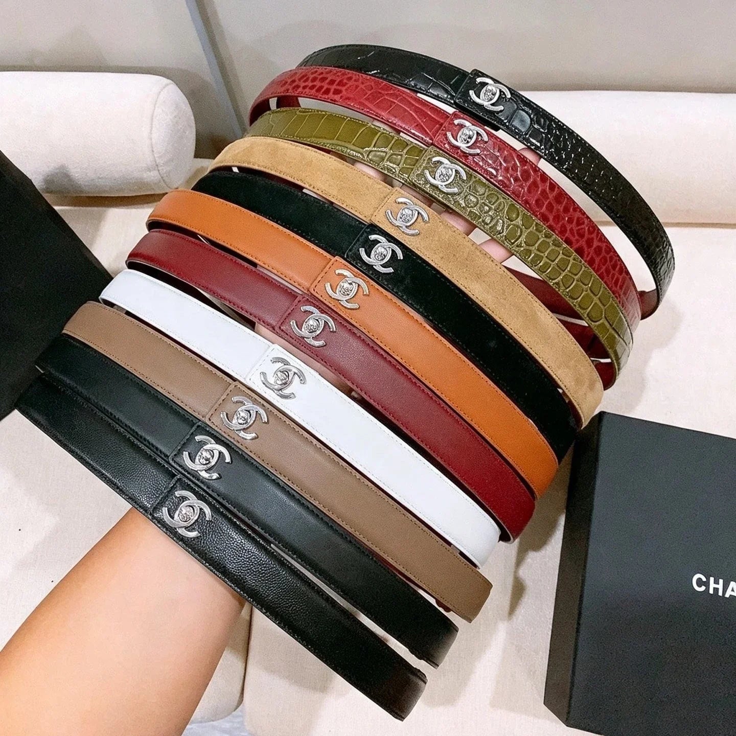 Chanel 2026 Double C Belt 25mm Suede Leather 215395