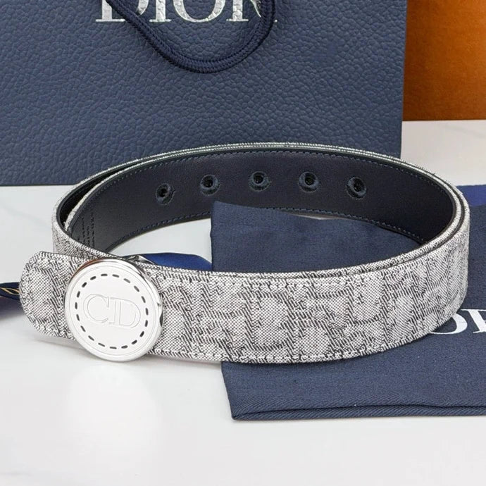 Dior 2026 Monogram Jacquard Reversible Belt 35mm Canvas