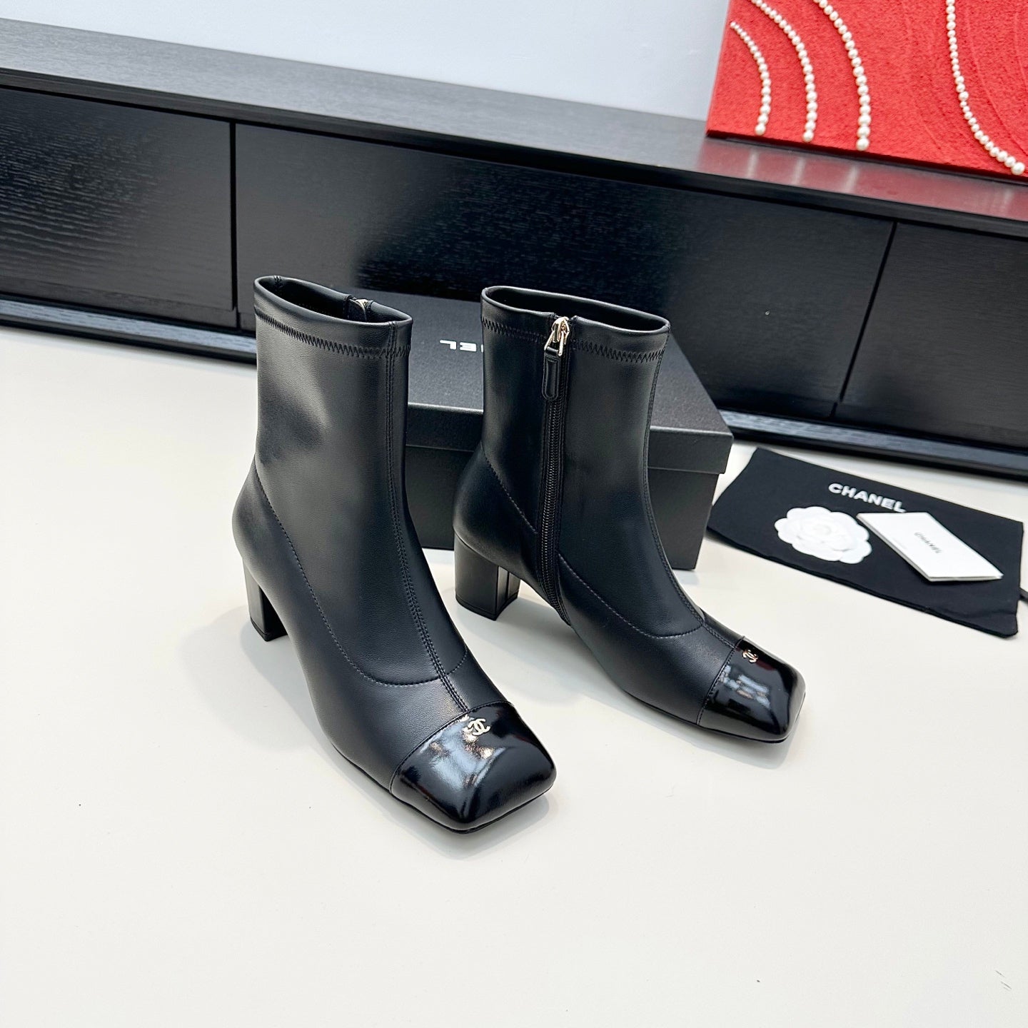 CC 26s Square Toe Blocked Heel Ankle Boot Sheepskin 992588