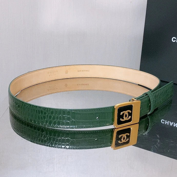 Chanel 2026 Crocodile-Embossed Belt 30mm Calfskin
