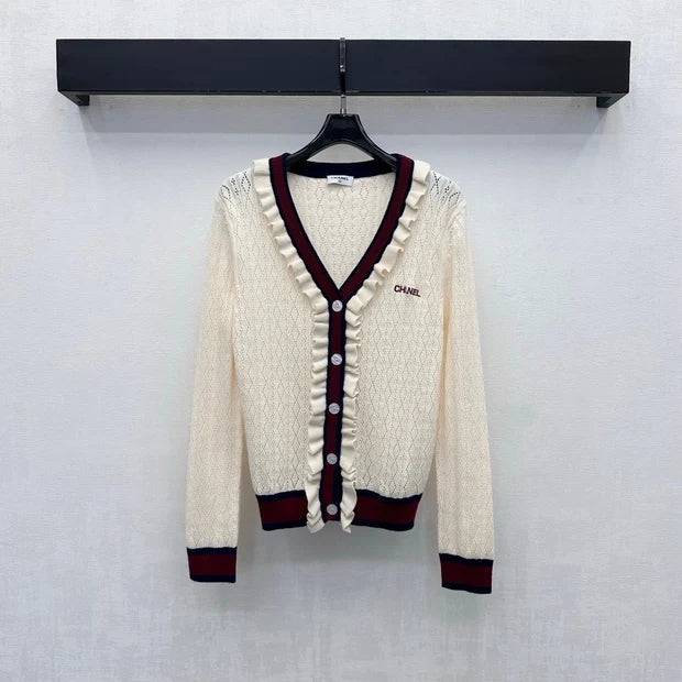 Chanel 2026 Knit Cardigan With Ruffled Trim Wool 426455