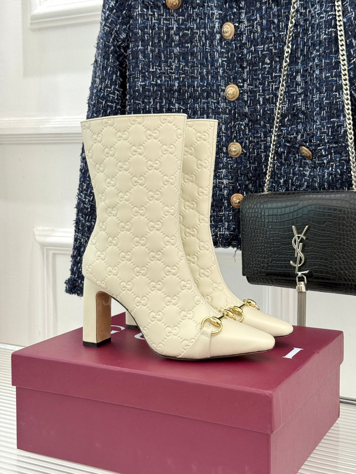 GG 26s Horsebit Ankle Boots 7.5cm Leather 174664
