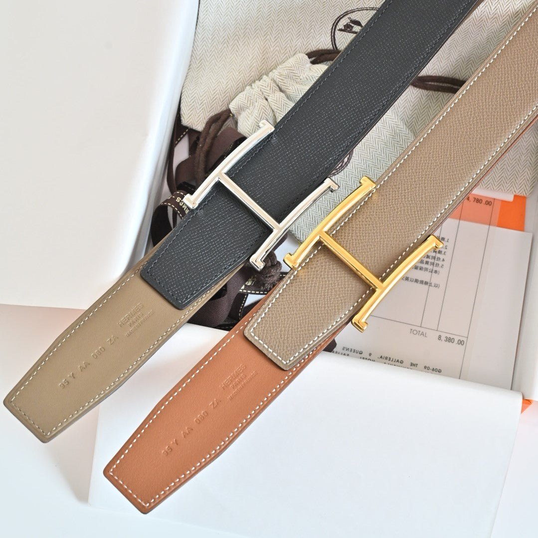 Hermes FW26 H au Carre Reversible Belt 38mm Togo Leather 219865