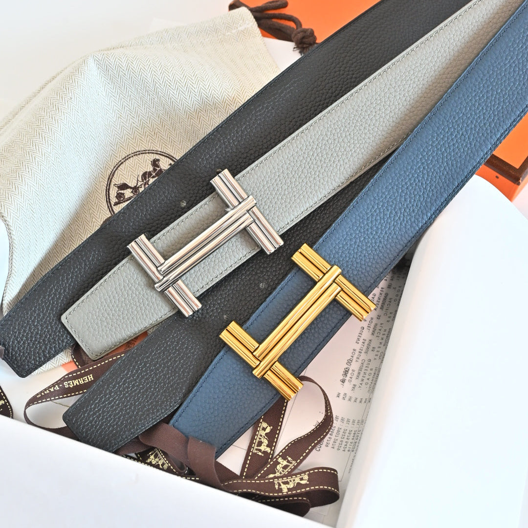 Hermes FW26 H au Carre Reversible Belt 38mm Togo Leather 219946