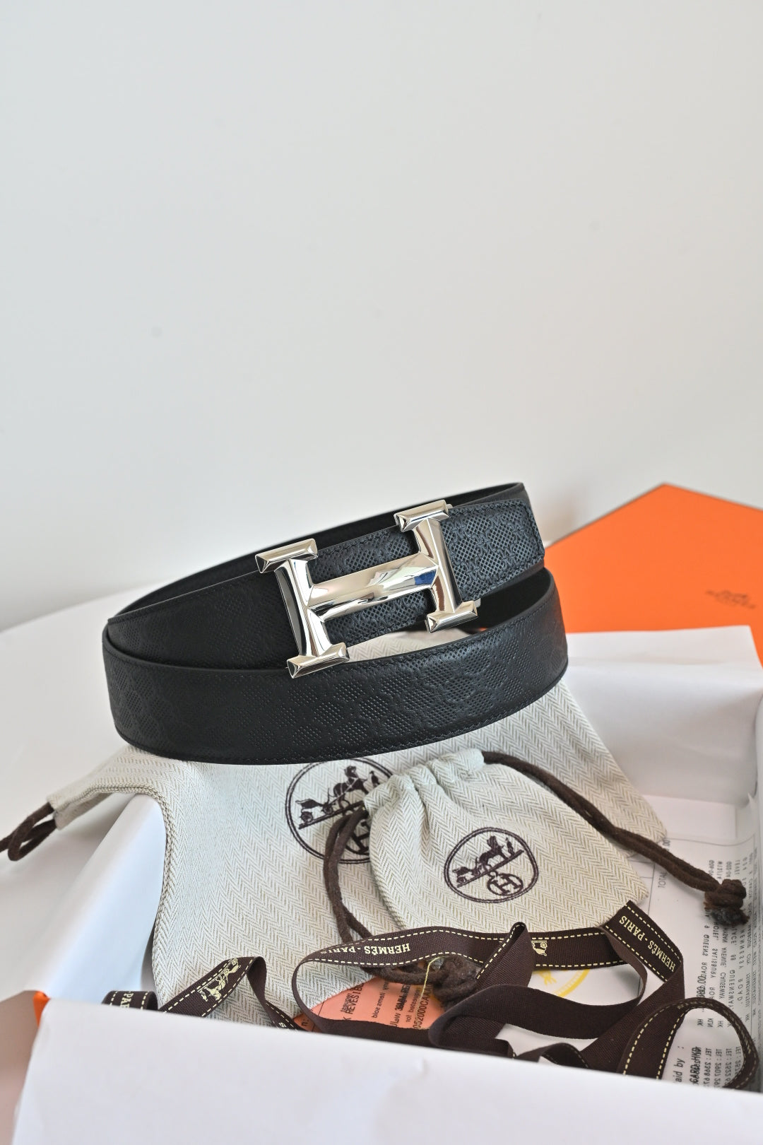 Hermes FW26 H Striated Reversible Belt 35mm Epsom Leather 219887