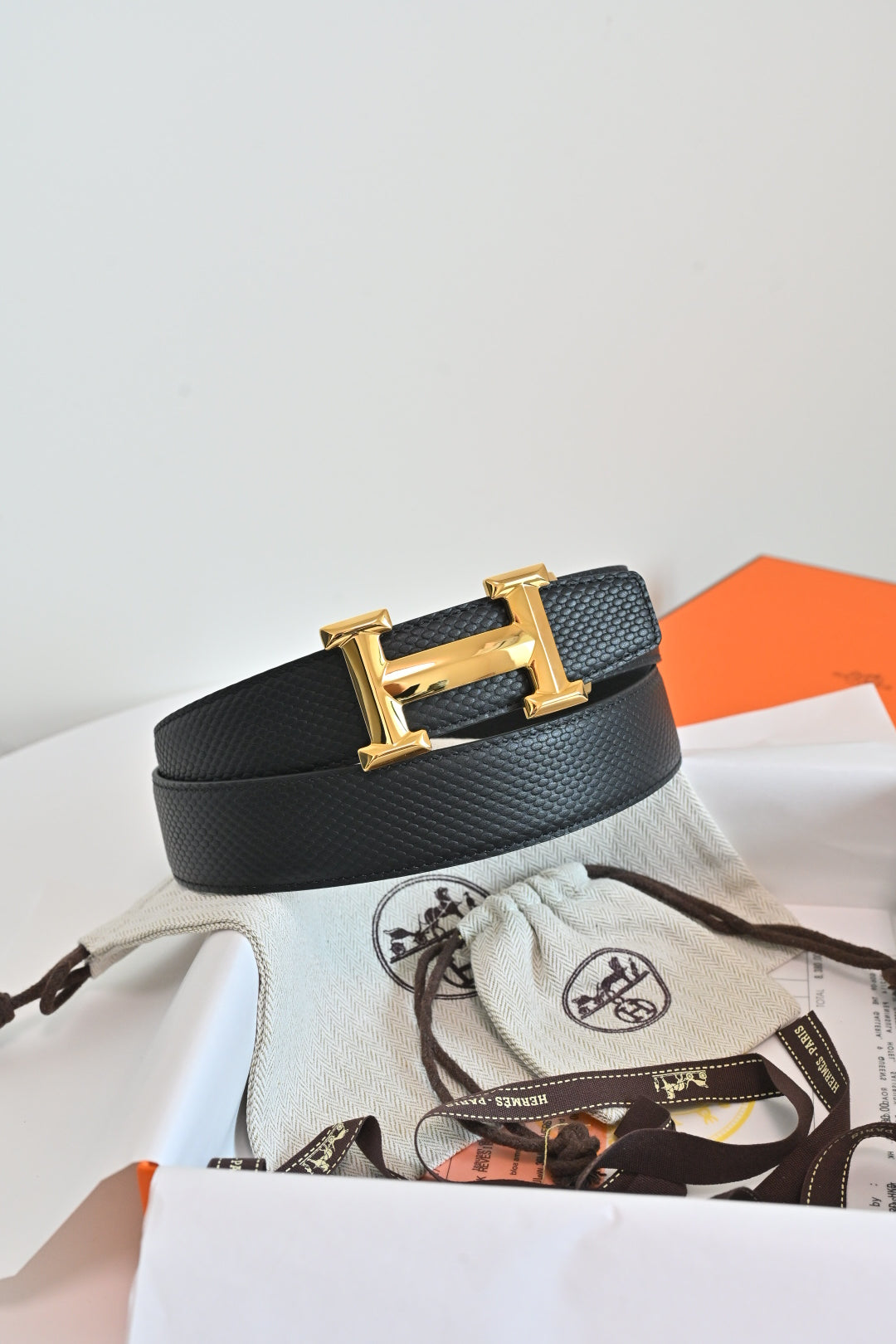 Hermes FW26 H Striated Reversible Belt 35mm Epsom Leather 219887