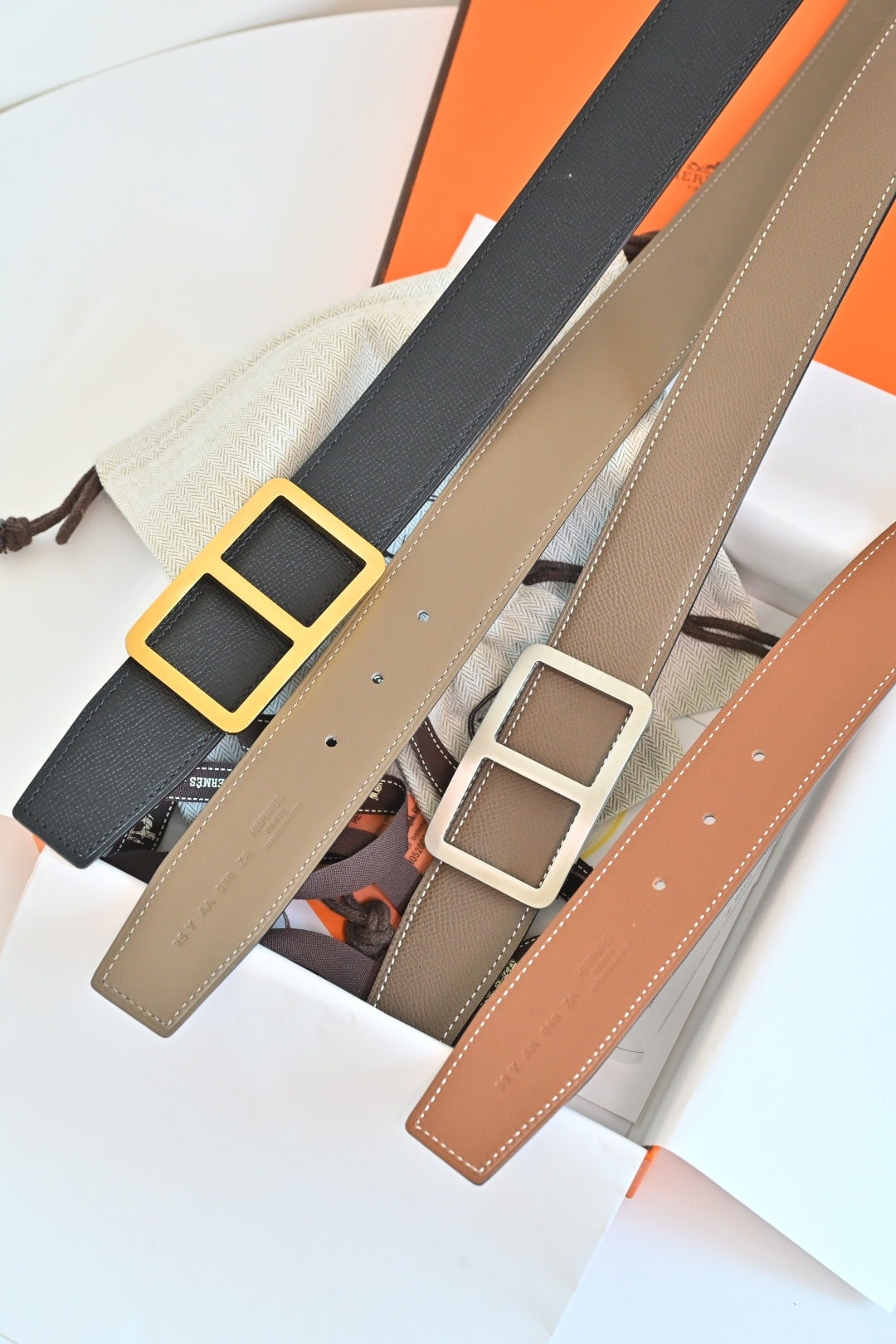 Hermes FW26 Gamma Reversible Belt 38mm Smooth Leather 219891