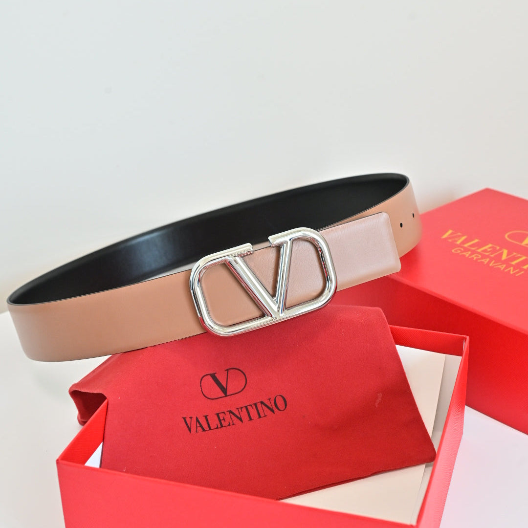 Valentino FW26 VLogo Reversible Belt 40mm Smooth Leather 219966
