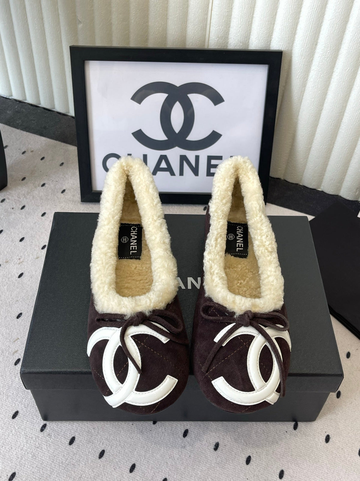 Chanel FW26 Ballerina Flats Moccasin Shearling 190042