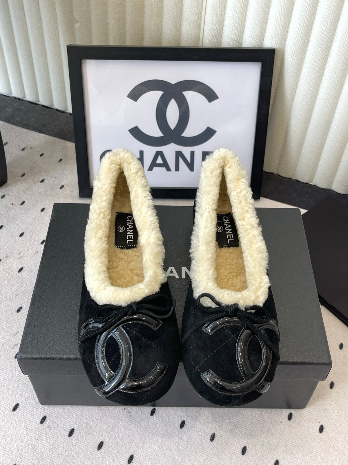 Chanel FW26 Ballerina Flats Moccasin Shearling 190042
