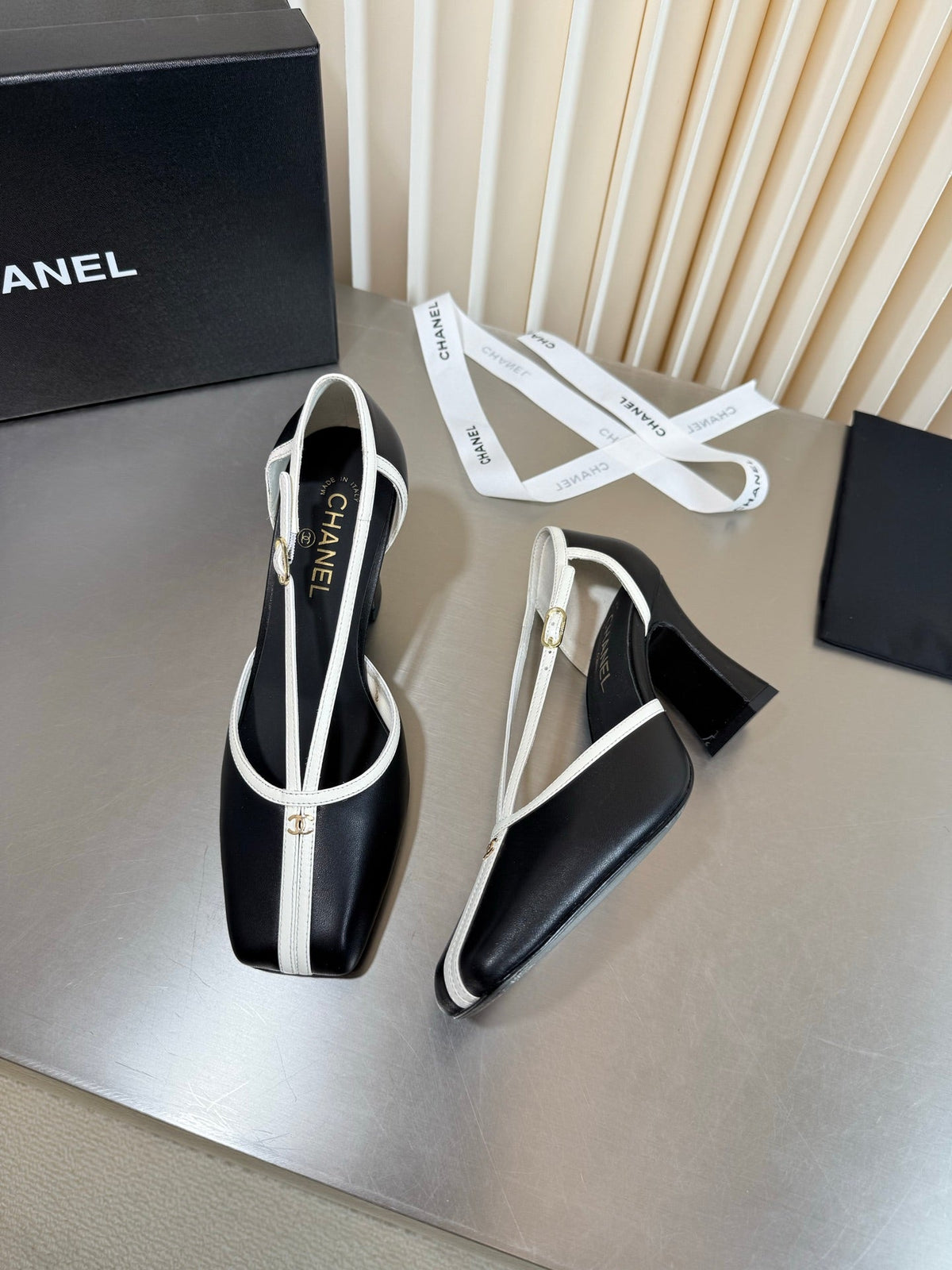 Chanel 2026 Strappy Square Toe Slingback 8.5cm Leather 190624