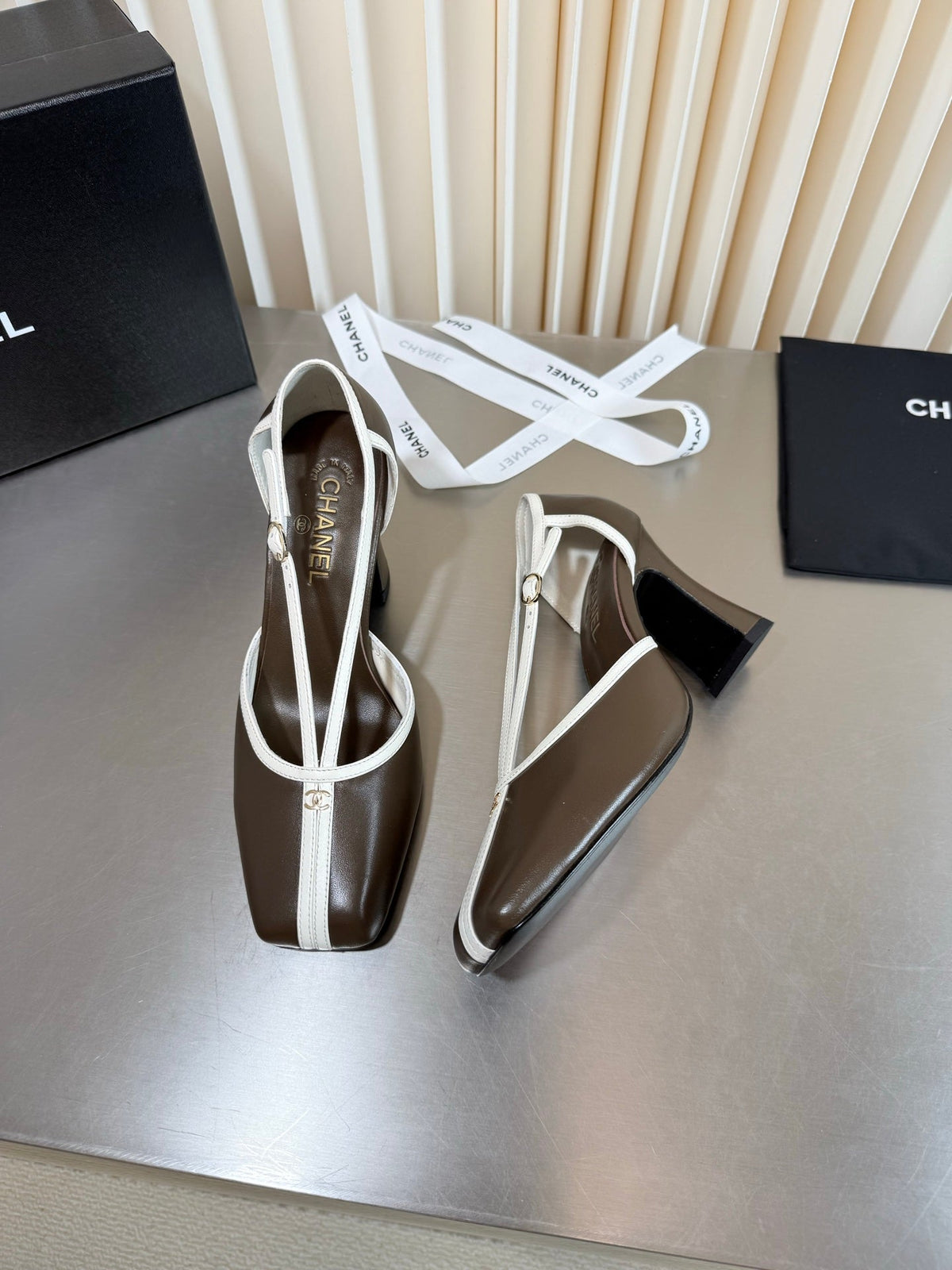 Chanel 2026 Strappy Square Toe Slingback 8.5cm Leather 190624