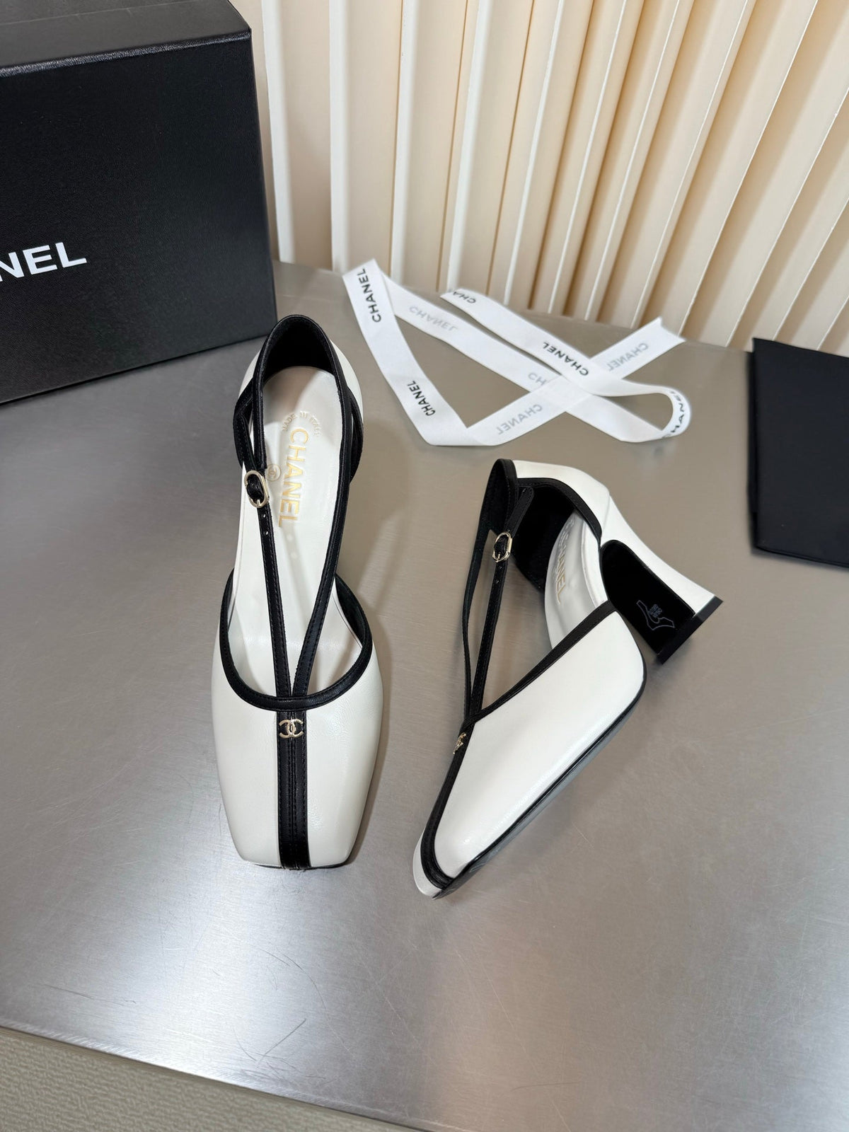 Chanel 2026 Strappy Square Toe Slingback 8.5cm Leather 190624